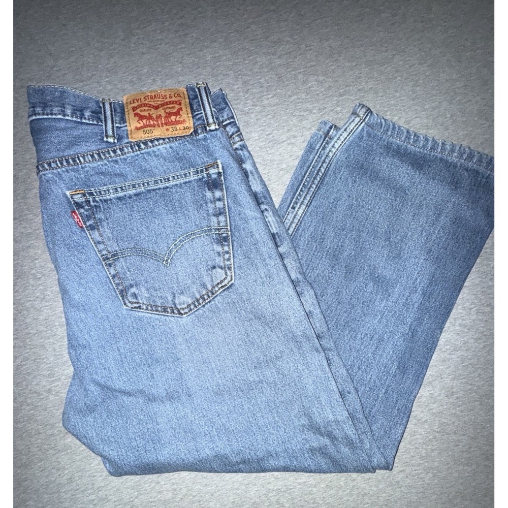 Levi 505 Mens Jeans 38x30* Regular Fit Straight Leg Workwear Inseam Measures 27"